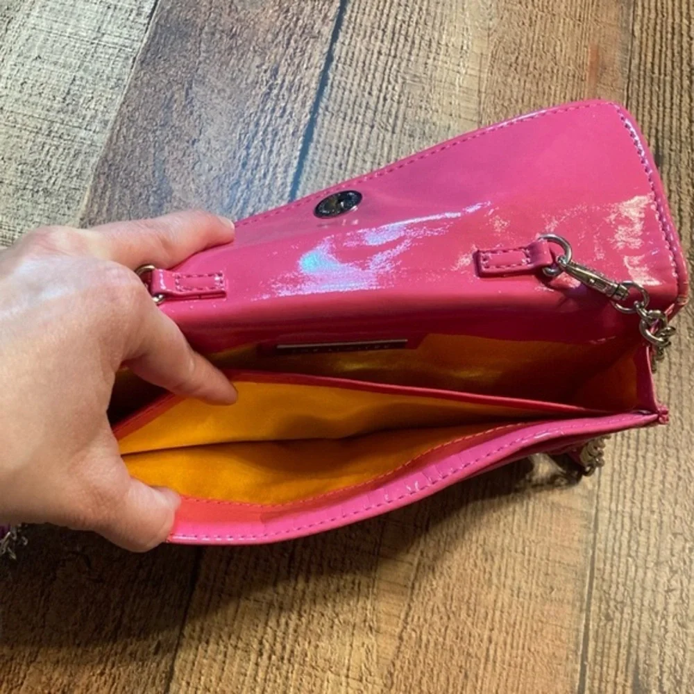 Y2K The‎ Limited Hot Pink Quilted Satin Patent Shoulder Bag Clutch on Chain